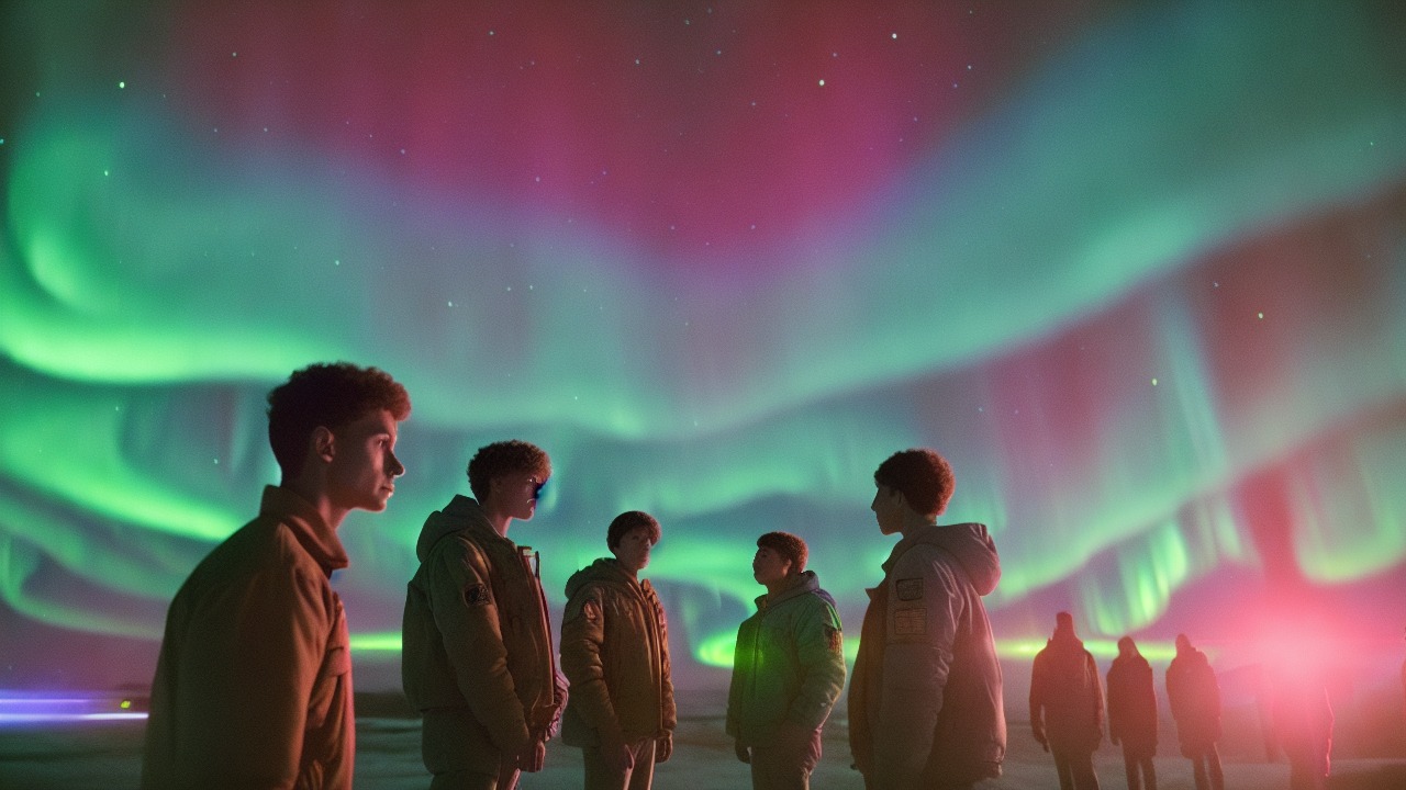 Dreamers and engineers beneath glowing AI network sky