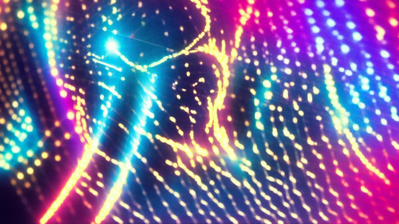 Visualization of AI and human dreams merging in light patterns